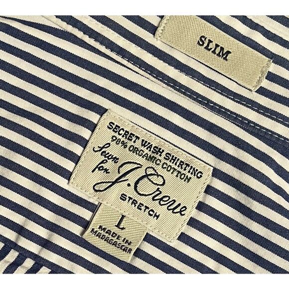 J.Crew Men’s Slim Fit Striped Button-Down Shirt Blue & White Size Large - Picture 3 of 4